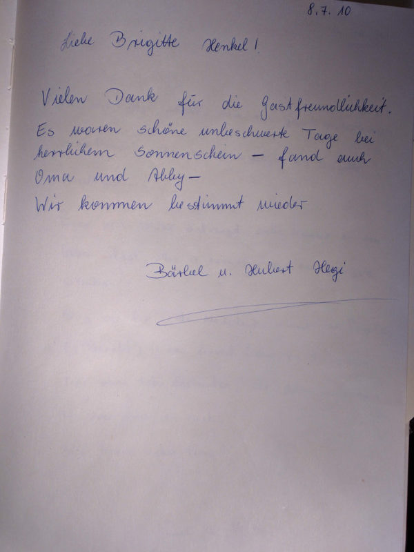 Gästebucheintrag von 2010 2010-Wolf